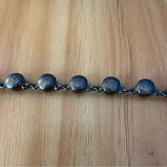 Funky vintage burnished metal choker necklace with crystals goth 16" adjustable - Picture 9 of 10